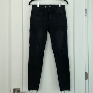 Black distressed Kut skinny jeans